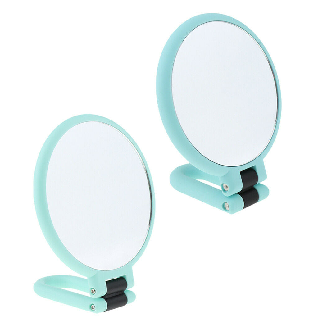 2x Folding Handheld Double Sided Mirror for Travel 15X & 3X Magnifying Green
