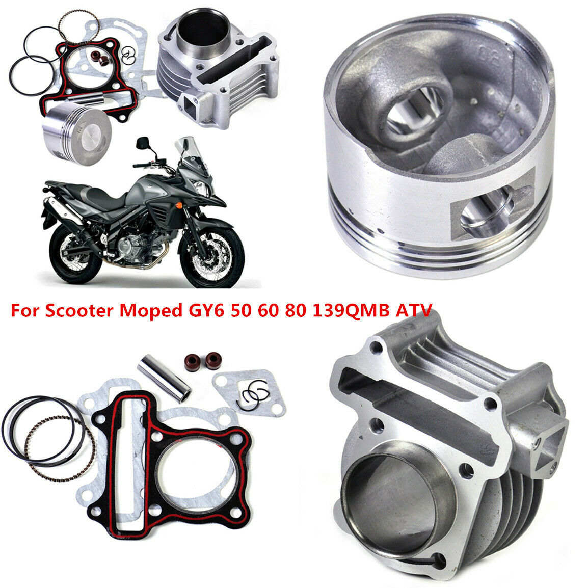 Big Bore Cylinder Block Piston Kits Fits for GY6 50cc-80cc 4 Strokes Scooter ATV