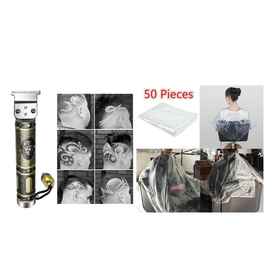 50x Clear Disposable Barber Hair Cutting Cape Men Hair Trimming Clipper