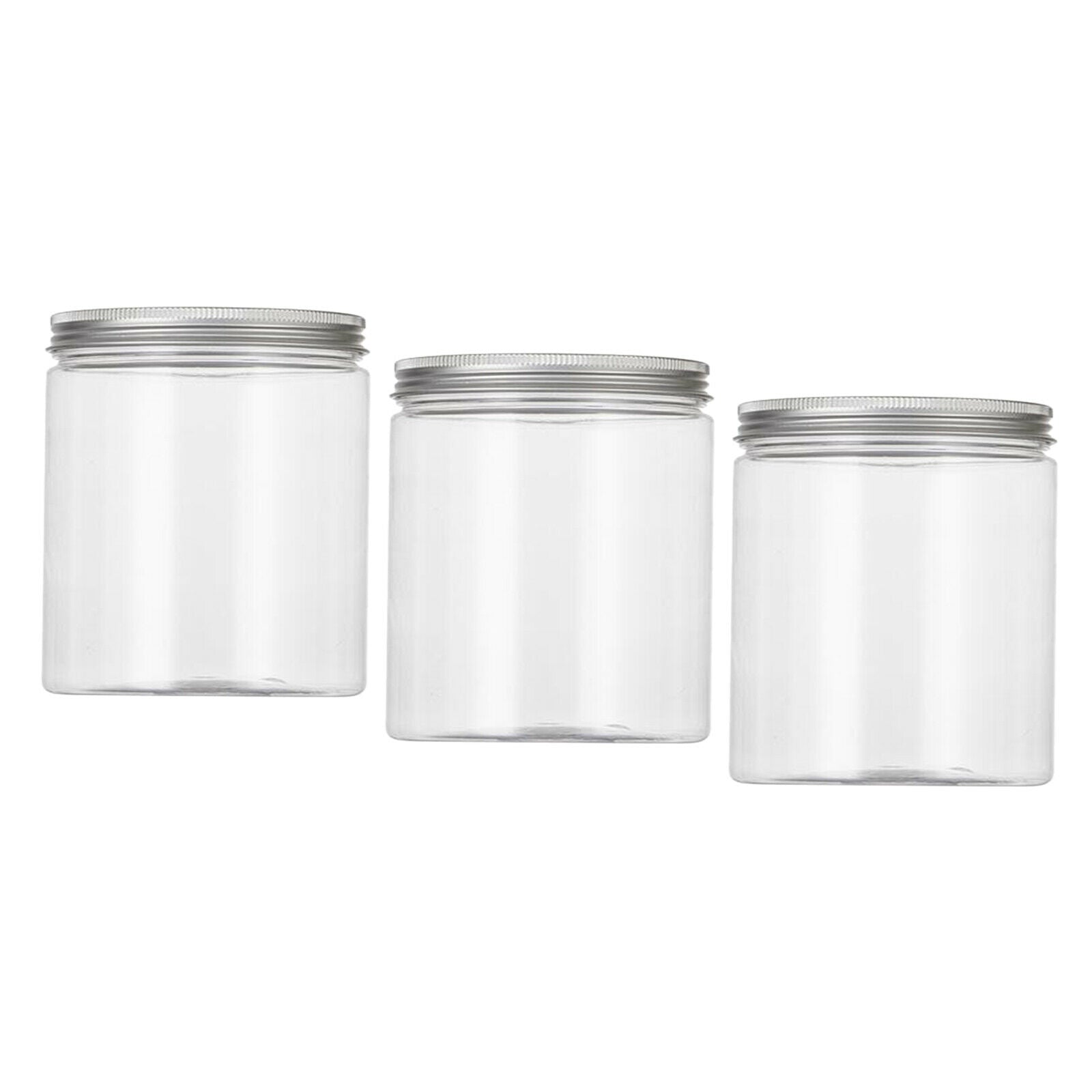 6Pcs Clear Cylinders Empty Plastic Storage Jars w/Aluminium Screw Lids