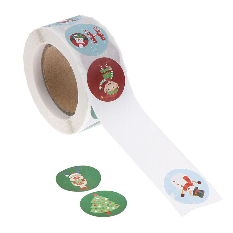 500pcs Round Christmas Stickers rollEnvelope Gift Card Label Sealing Deco FTBUA