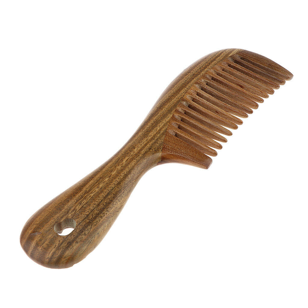 Natural Fine/Wide Tooth Sandalwood Comb w/ Wooden Handle Unisex Wide Tooth