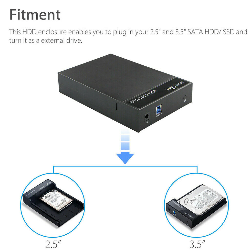 USB 3.0 2.5''/3.5'' SATA Hard Drive Enclosure HDD SSD Disk Case Housing with LED