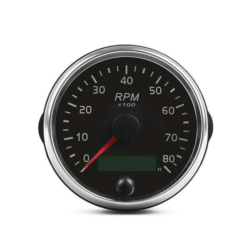 85mm 12V/24V 0-8000RPM Tachometer Gauge Tacho Meter w/ Digital LCD Hourmeter Kit