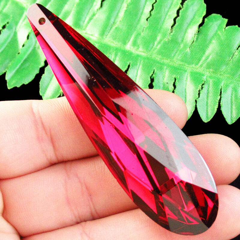 2Pcs 75x21x16mm Faceted Red Titanium Crystal Teardrop Pendant Bead A-227SJ