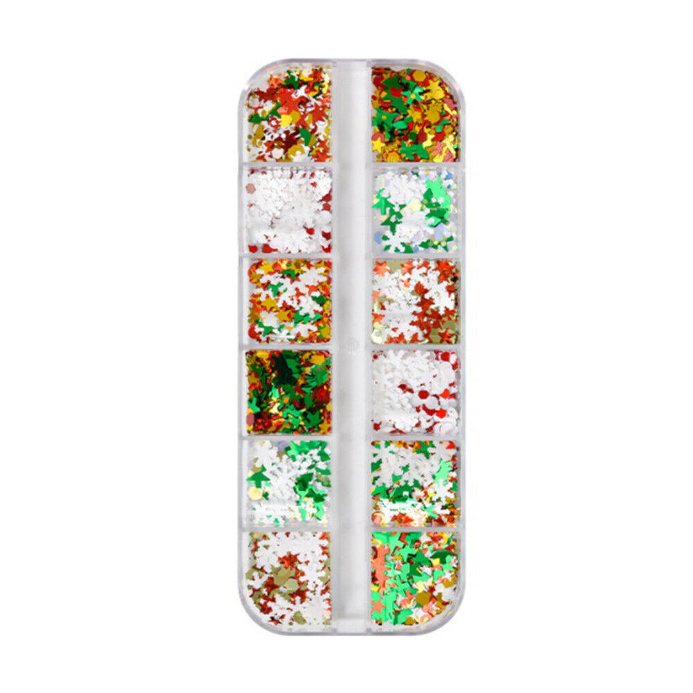 Christmas Tree Snowflake Nail Glitter Sequins Nail Art Slice Stickers Decoration