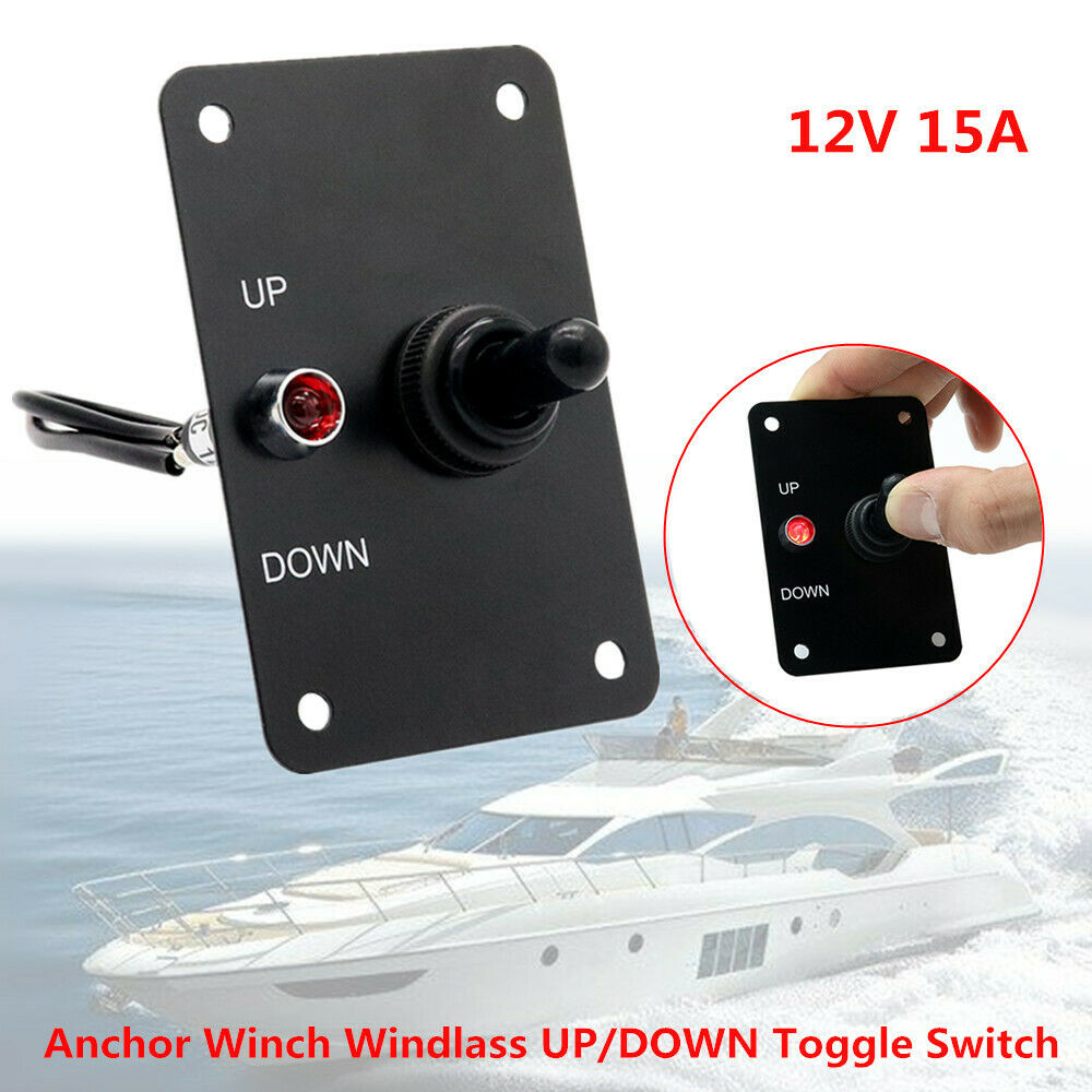 15A Anchor Winch Windlass UP/DOWN Toggle Switch Control Panel with LED Pre-Wired