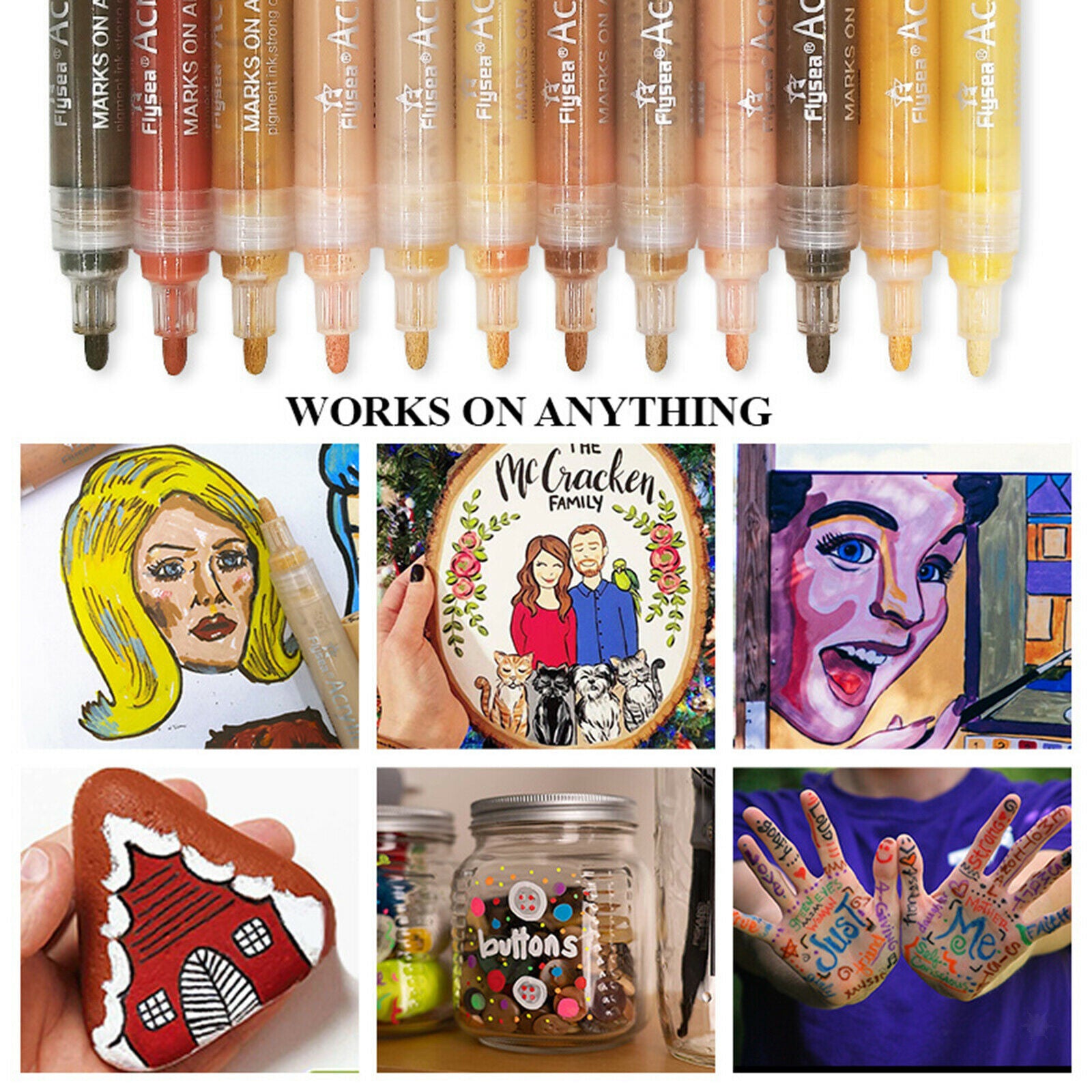 Acrylic Paint Pens Paint Markers for DIY Rock Painting Paper Ceramics Glass