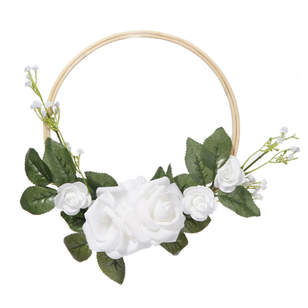 20cm Artificial Flower Rattan Wreath Door Hanging Garland for Wedding Home D