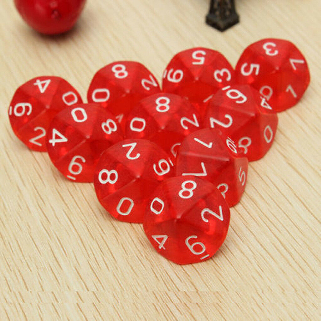 30x15mm Acrylic D10 Dice 10 Sided for DND MTG TRPG Party Games of Chance
