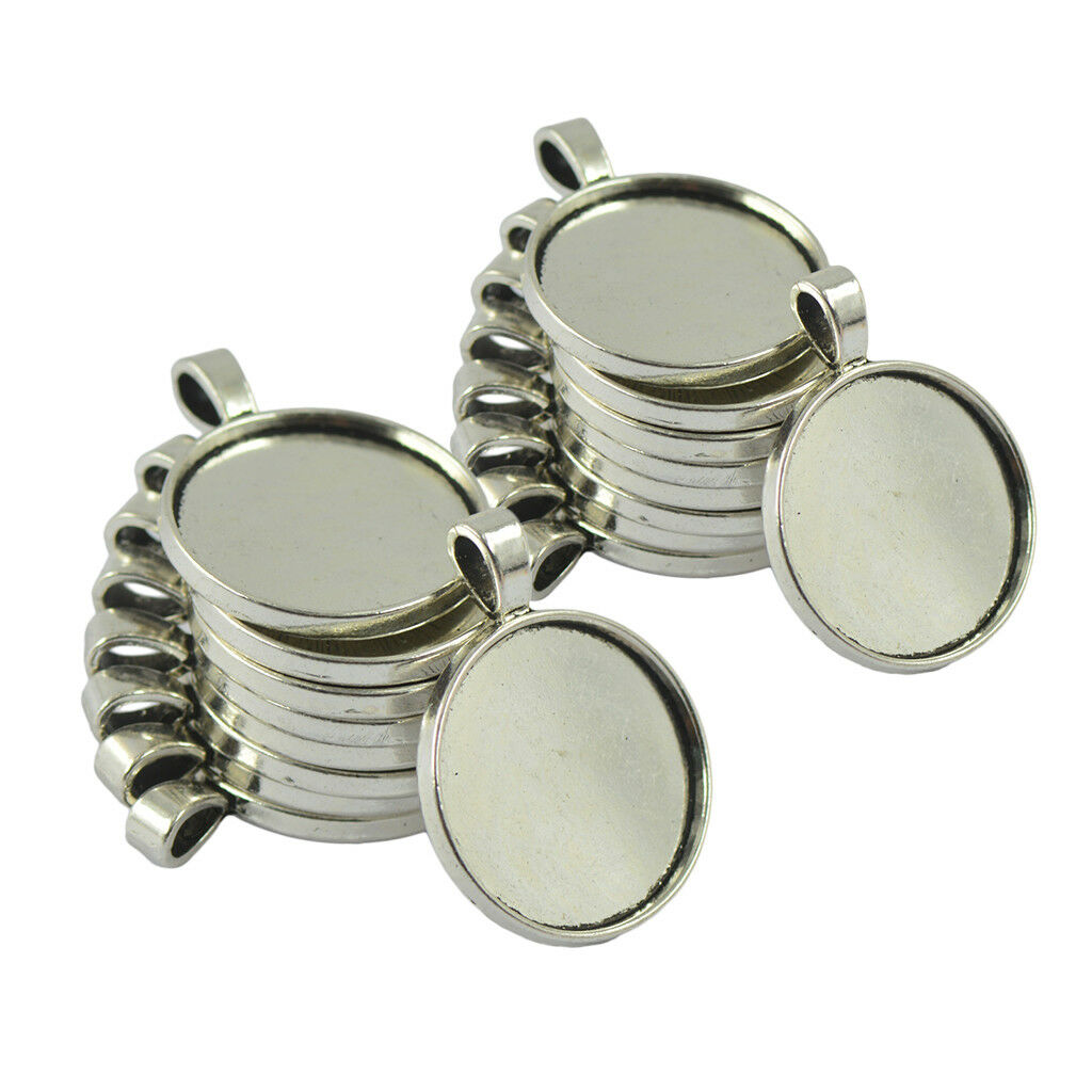 20pcs Sliver Blank Jewelry Making Bezel Tray Cabochon Setting Base DIY Charm