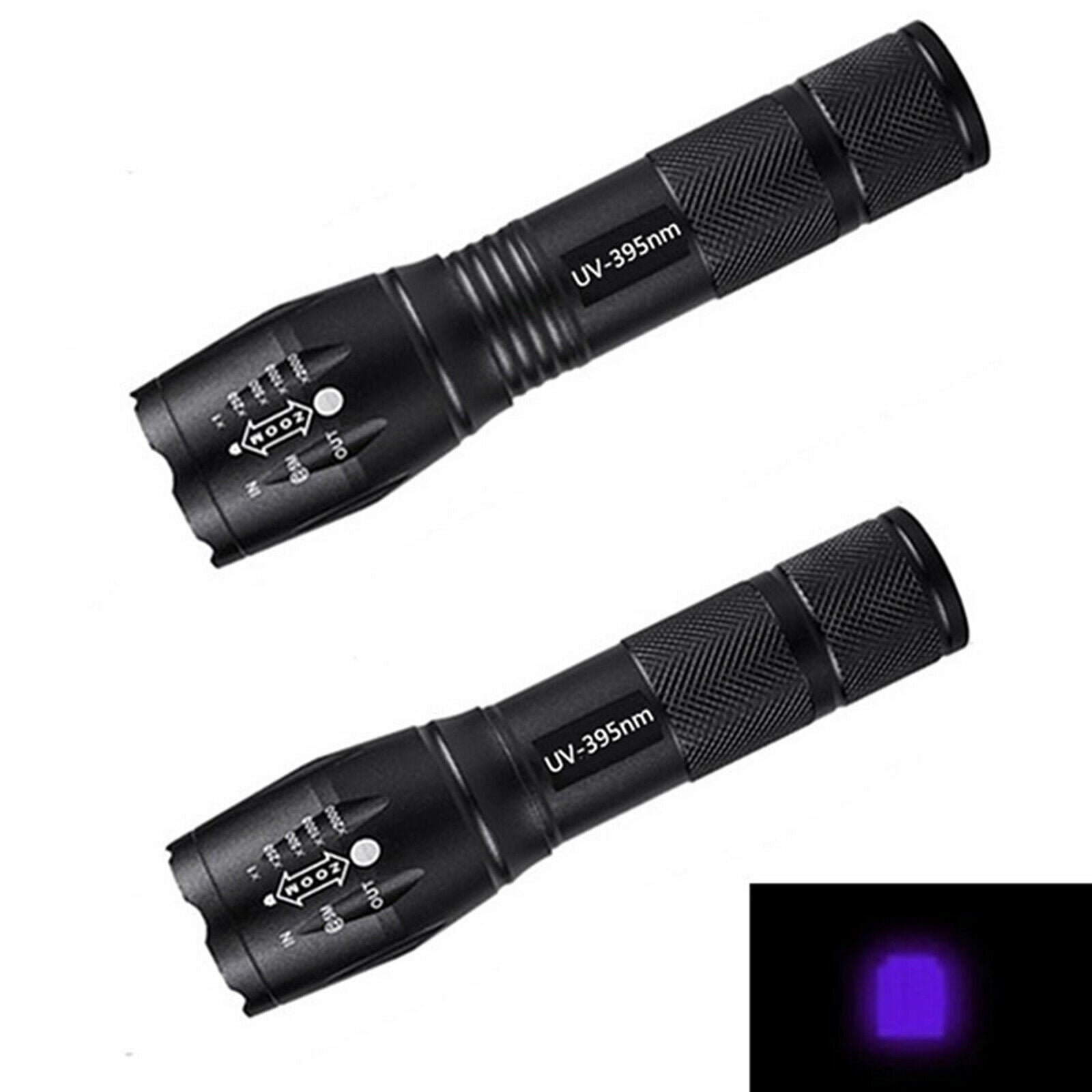 Aluminum Alloy UV Flashlight Purple Violet Light Flashlight Torch Zoomable