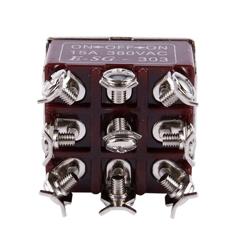 3PDT On/Off/On 3 Postion 9 Screw Terminals Toggle Switch AC 250V 15A E1X5X5