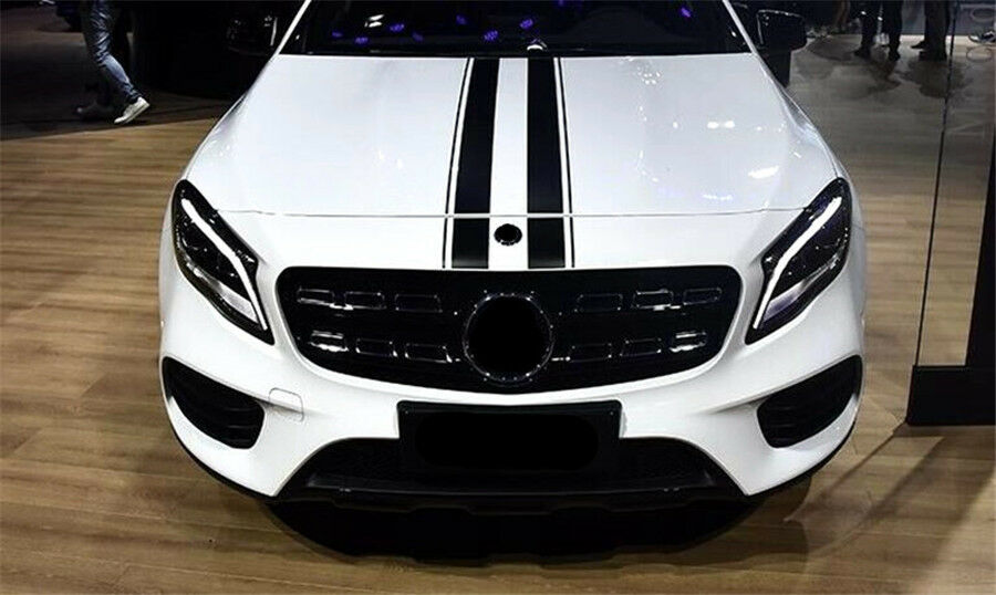 1 Set Double Line Stripes Car Front Hood Black Simple 150cm Vinyl DIY Modified