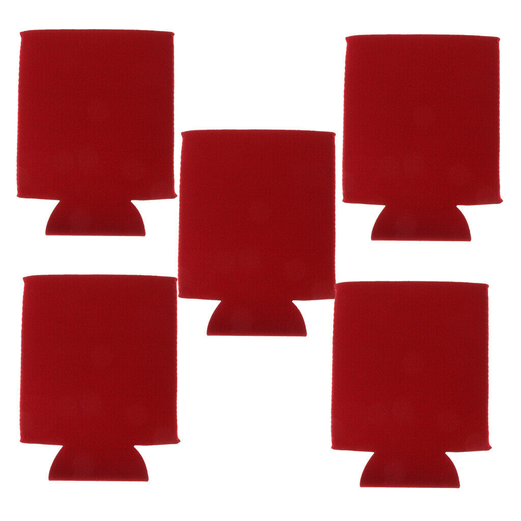 5x Neoprene Beer Cups Can Coolers Beer Bottle Coolers Bottle Covers Rose Red