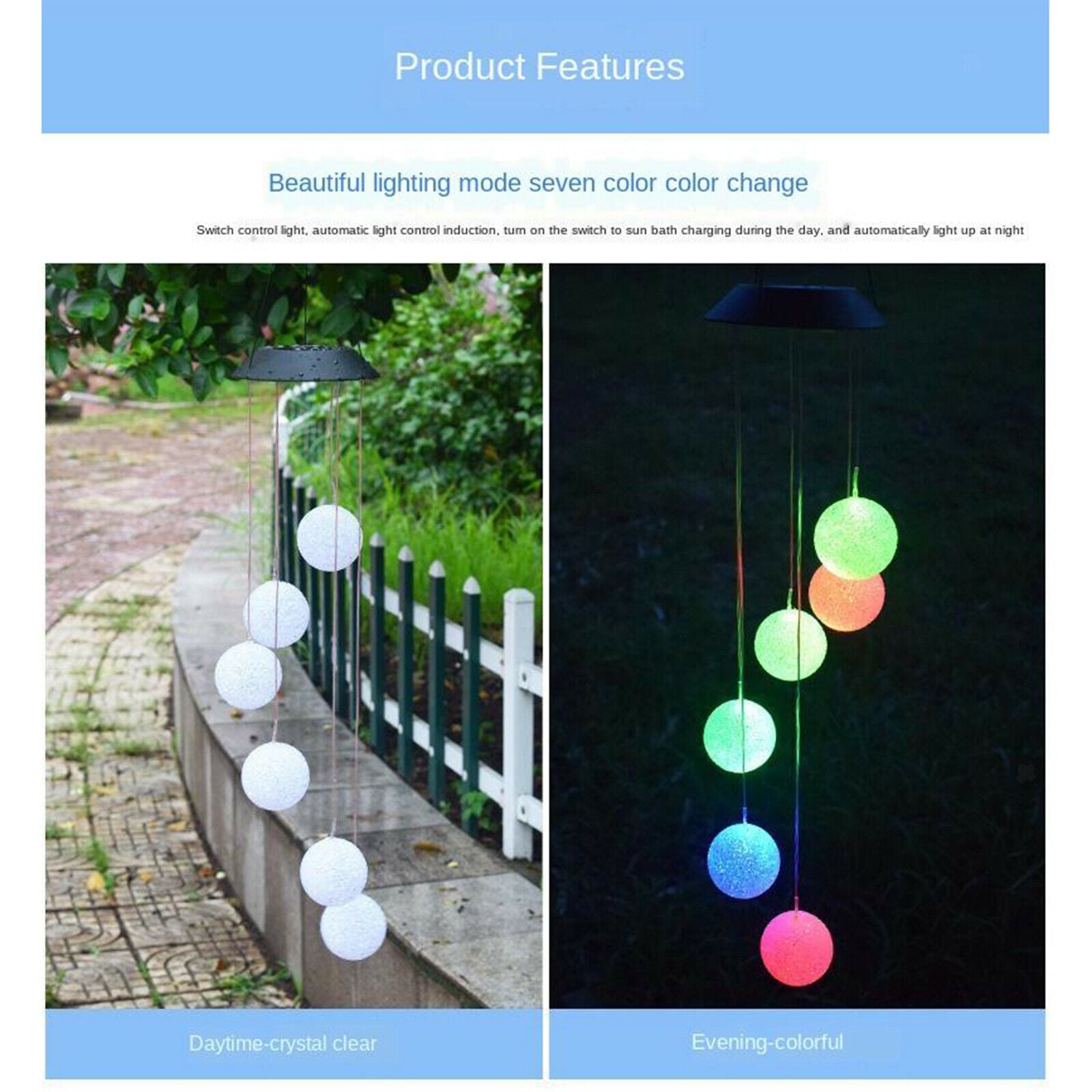 Garden Fairy Lights Hanging Wind Chime Light Outdoor Garden Christmas Tree Decor