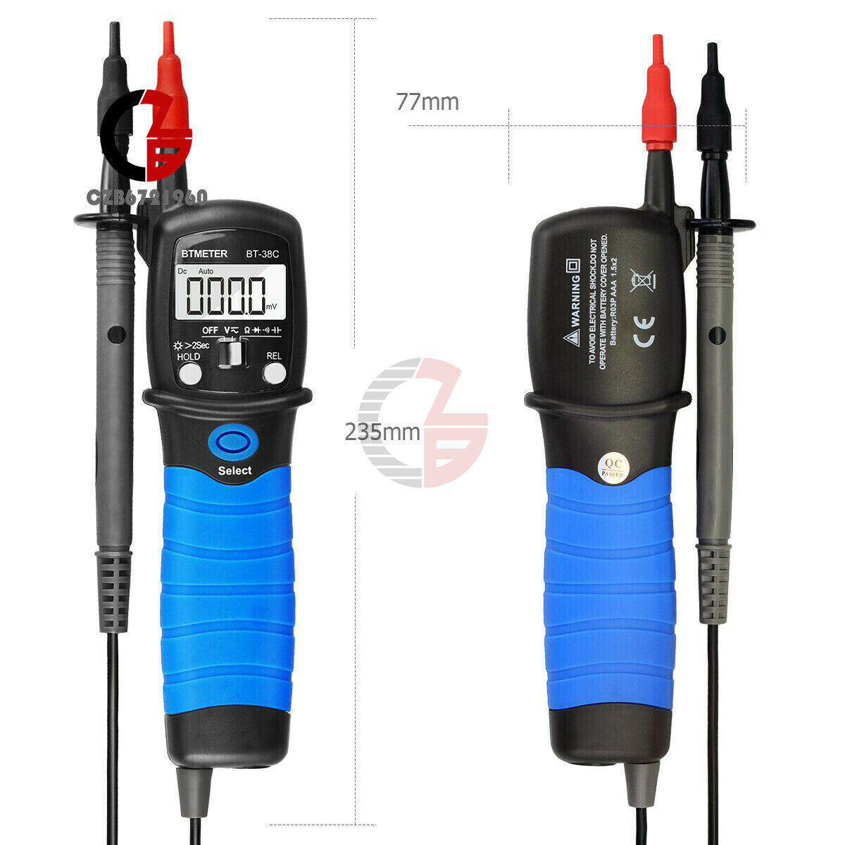 Portale Digital Pen Multimeter Voltage AC-DC Ohm Continuity Tester Capacity Blue