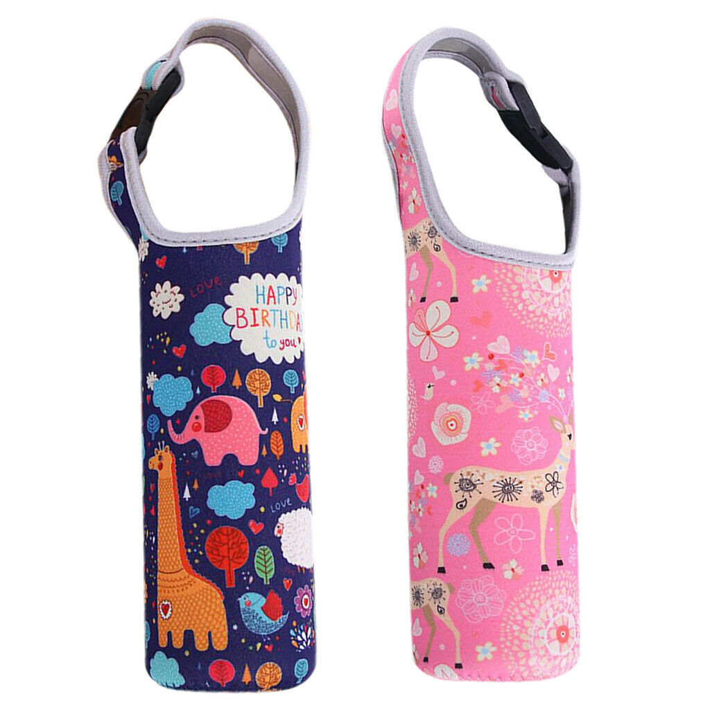 Set of 2, Students Multicolor Vacuum Bottle Insulated Tumbler Cups Holder