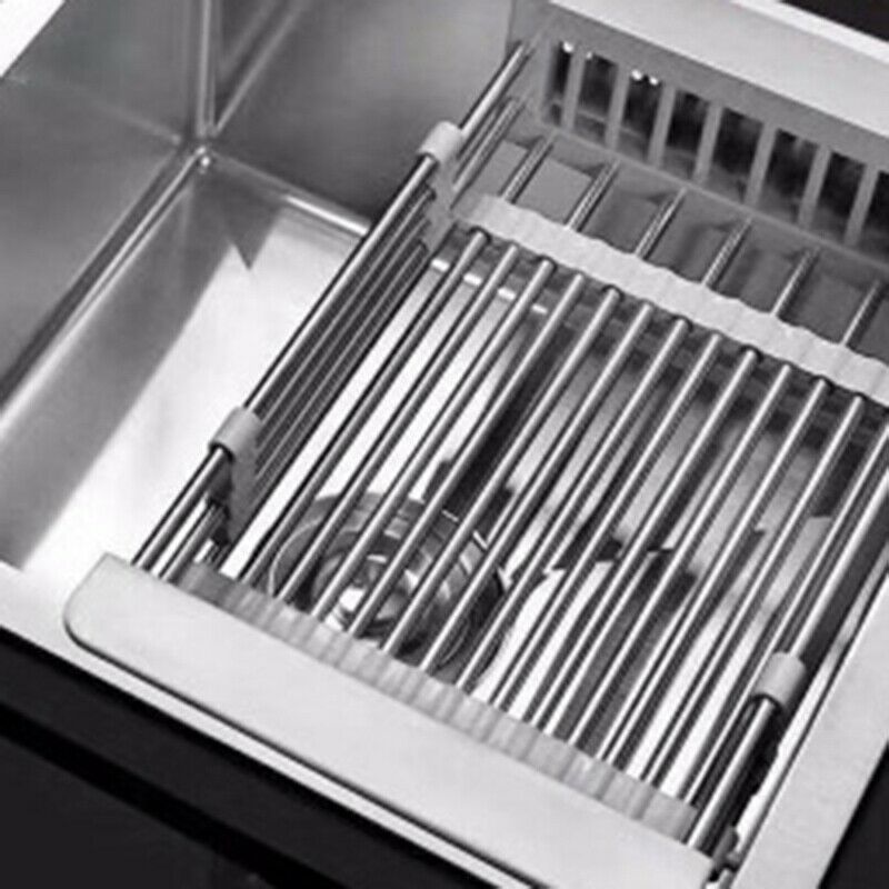 Adjustable Stainless Steel Drain Basket in Sink Drain Pan Vegetable and FruiM2F2
