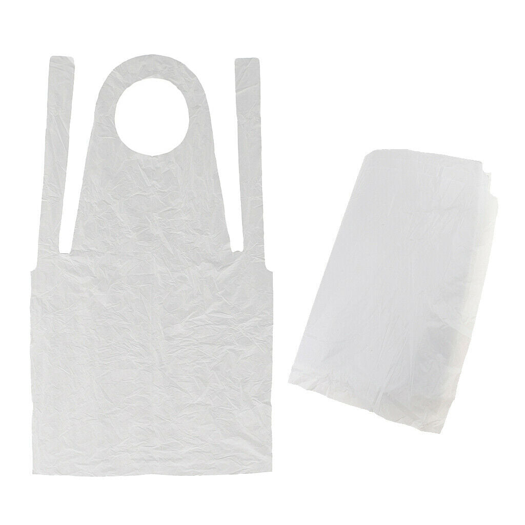100 Pieces Polyethylene PE Disposable Waterproof Kitchen Cooking Apron