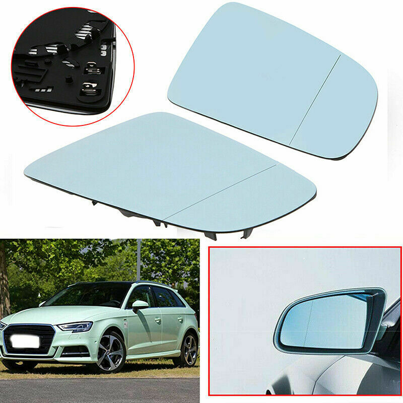 2Pcs Door Side Rearview Mirror Glass Heated Fits Audi A3 A4 RS4 A6 C6 2002-2008