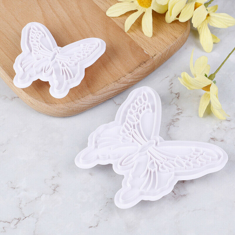 2x/Set Butterfly Cake Fondant Sugarcraft Mould Cookie Plunger Cutter Mold.l8