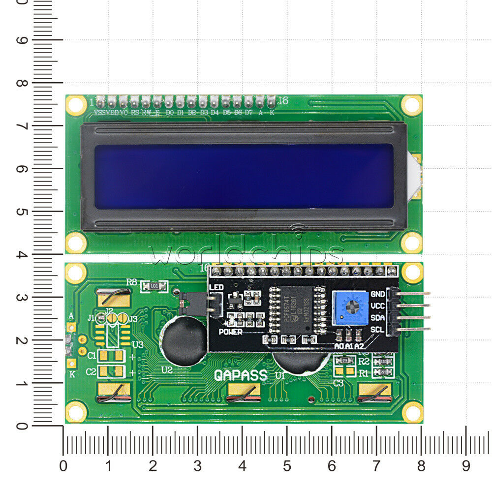 5PCS Blue Display IIC/I2C/TWI/SPâ€‹â€‹I Serial Interface 1602 16X2 LCD Module TOP