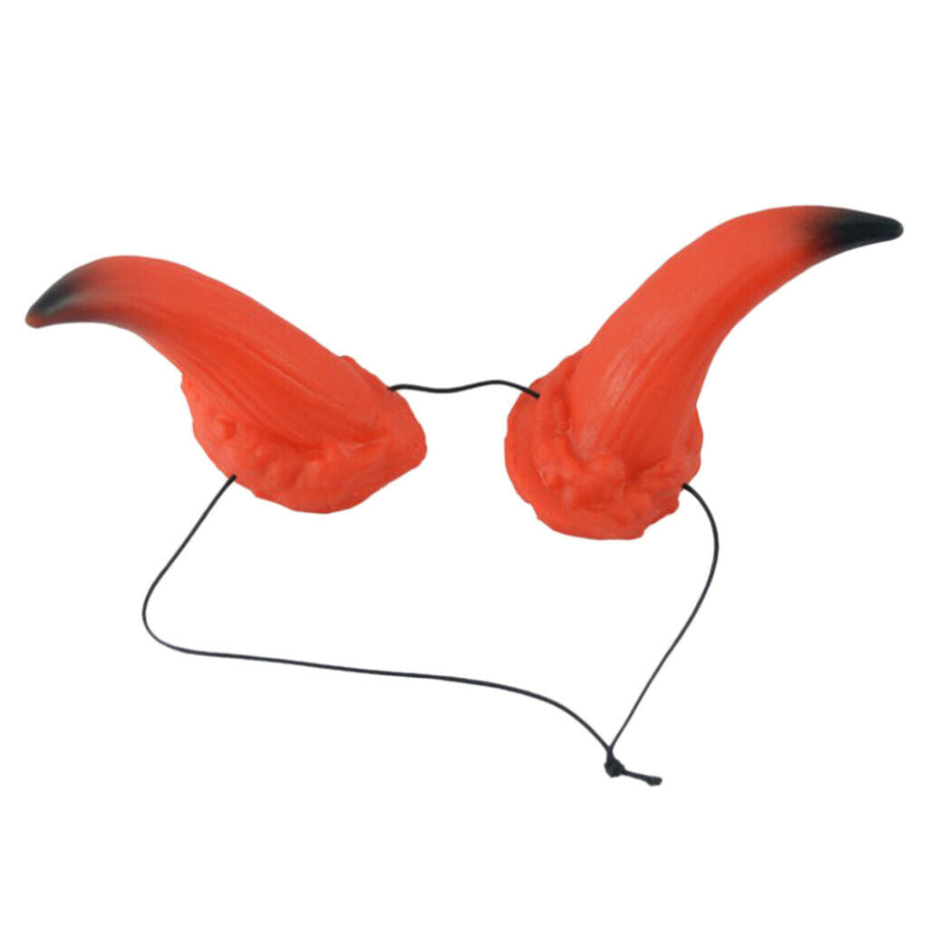 Red Devil OX Horns Headwear Costume Hair Accessories Headband Halloween Hoop