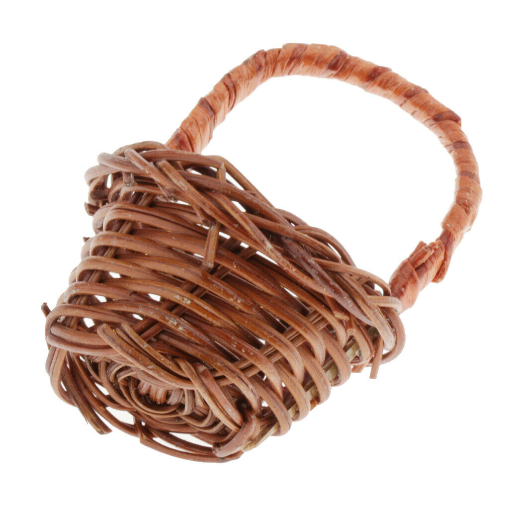 1/12th Miniatures Handmade Basket Container with Handle Simulation Furniture
