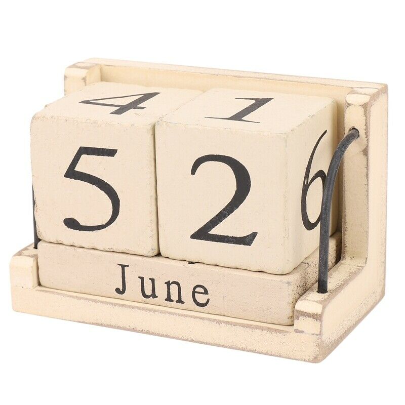 Wooden Perpetual Calendar Retro Rustic Design Living Room Decoration Diy YearlN3