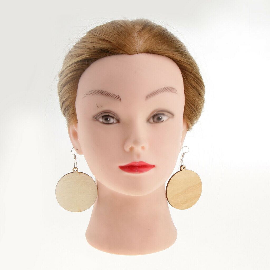 2 Pairs Ethnic Big Geometric Round Circle Teardrop Wooden Dangle Earrings