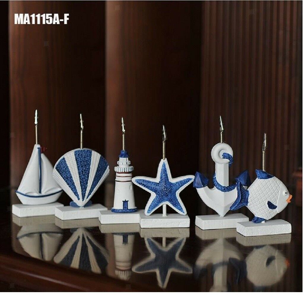 6Pcs Beach Theme Photo Memo Clip Display Place Card Holder desk Wedding Home