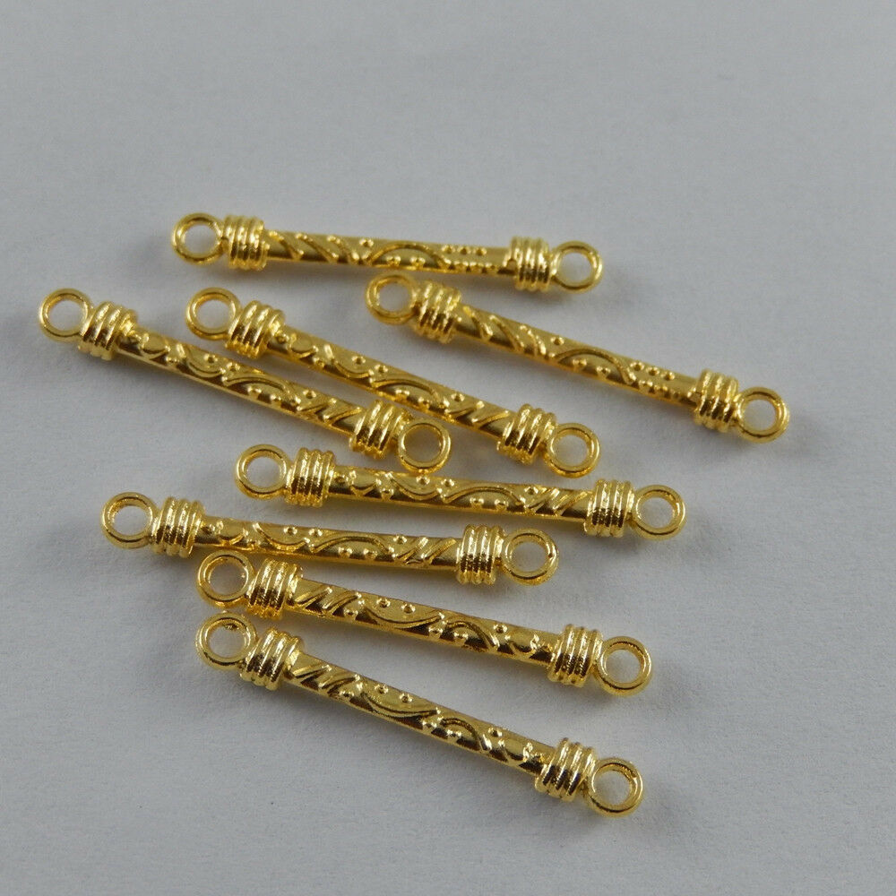 80x Golden Color Alloy Flower Pattern Stick Connector DIY Charm Pendants Jewelry