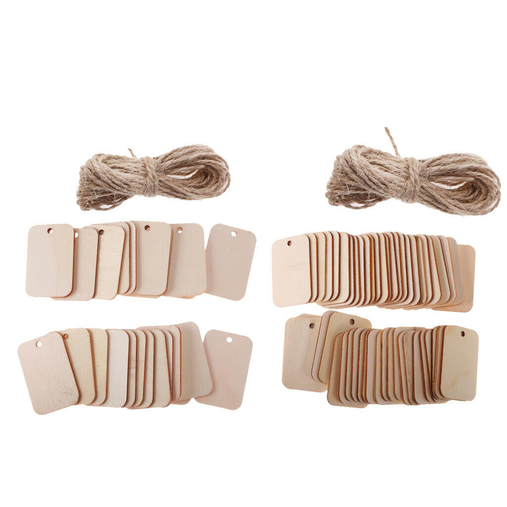 75pcs Blank Gift Tags Wooden Hanging Label for Wedding Decorations with Rope