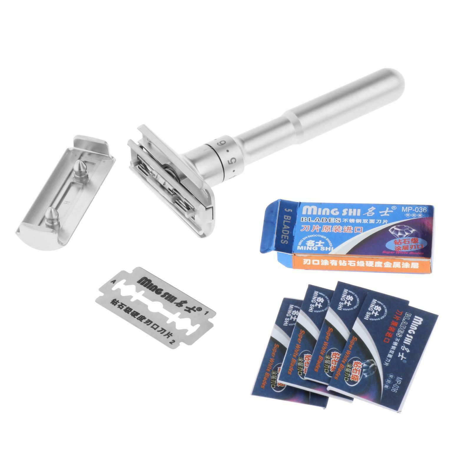 Adjustable Safety Razor with 5 Blades Mild to Aggressive 1-6 for file Hair