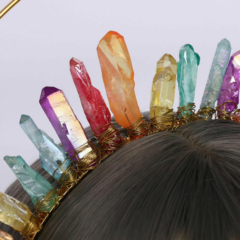 Women Headband Celtic Headpiece Natural Stone Artificial Crystal Double layer