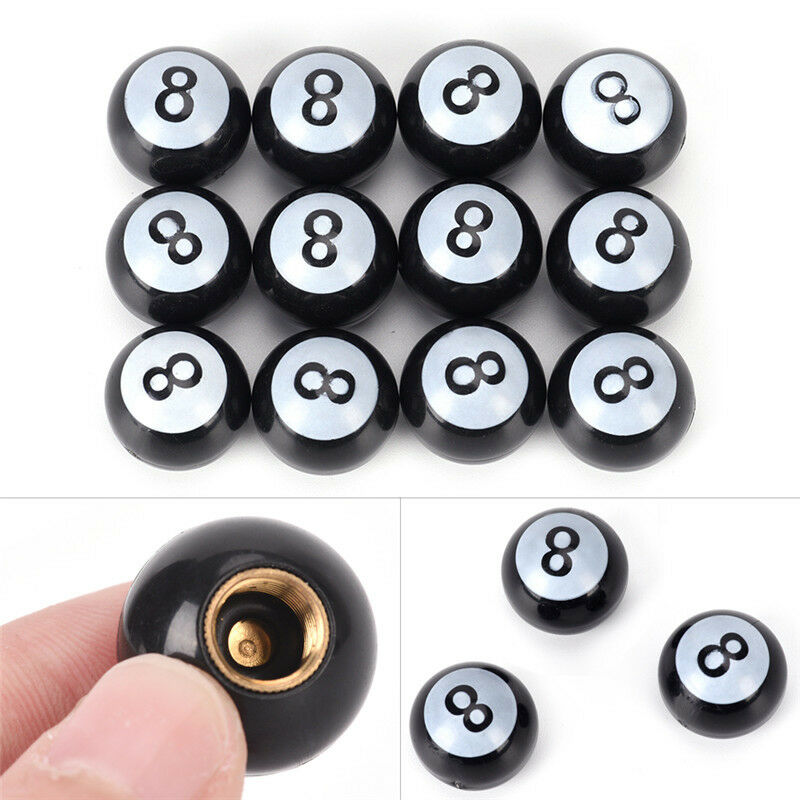 Black Pool 8-Ball Valve Stem Caps Motorcycle Car Truck SUV Bike Tire Air .l8