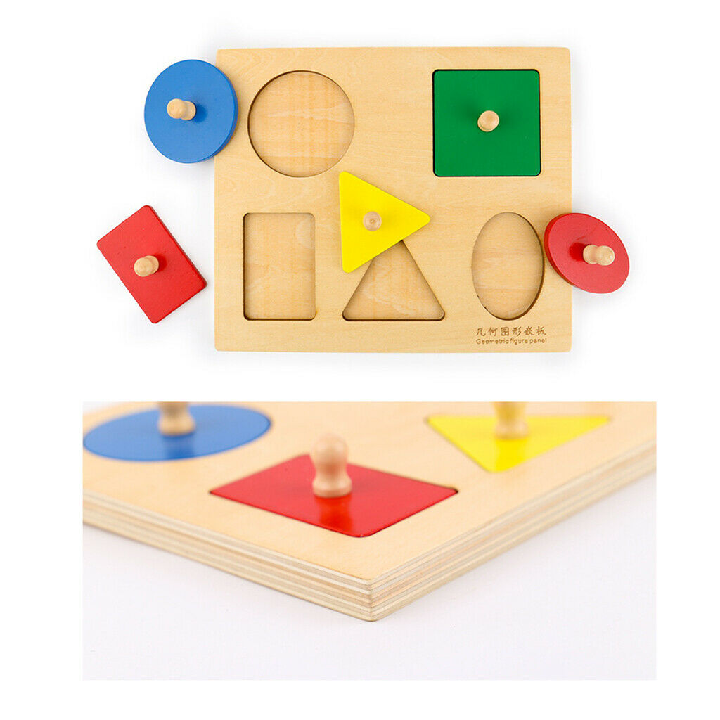 Wooden   Geometry Blocks Sorting Peg Puzzle Jigsaw Game Toddler