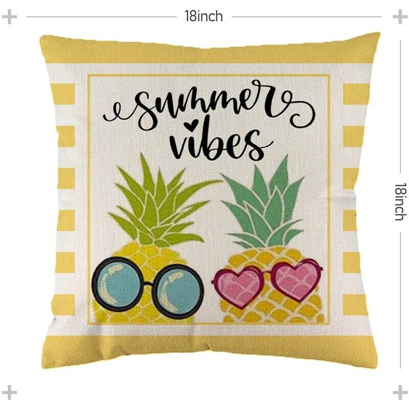 Summer Pillow Covers 18X18 Set of 4,Throw Farmhouse Pillow Covers Linen CushK7H2