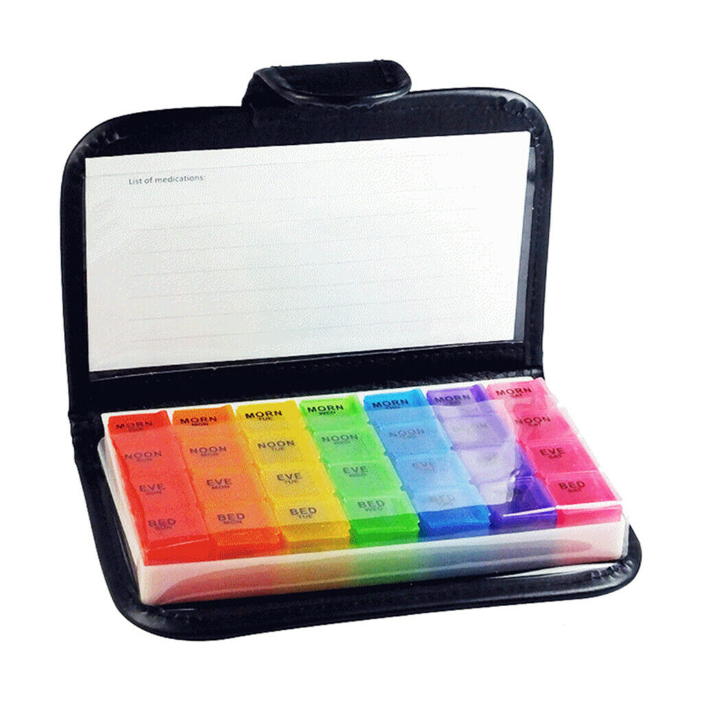 Weekly Travel Case Multicolor Plastic Moisture-Resistant Leather Pill Box