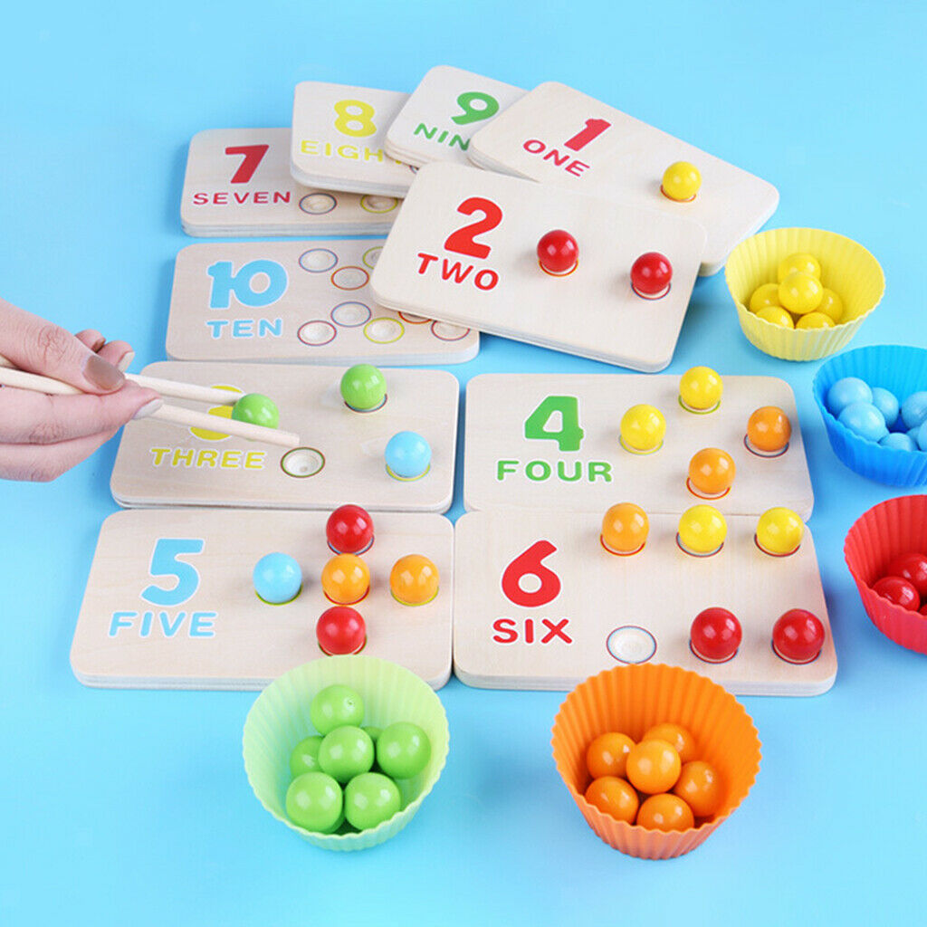 Montessori Wooden Clips Beads Board Game Class Math Games Early Education