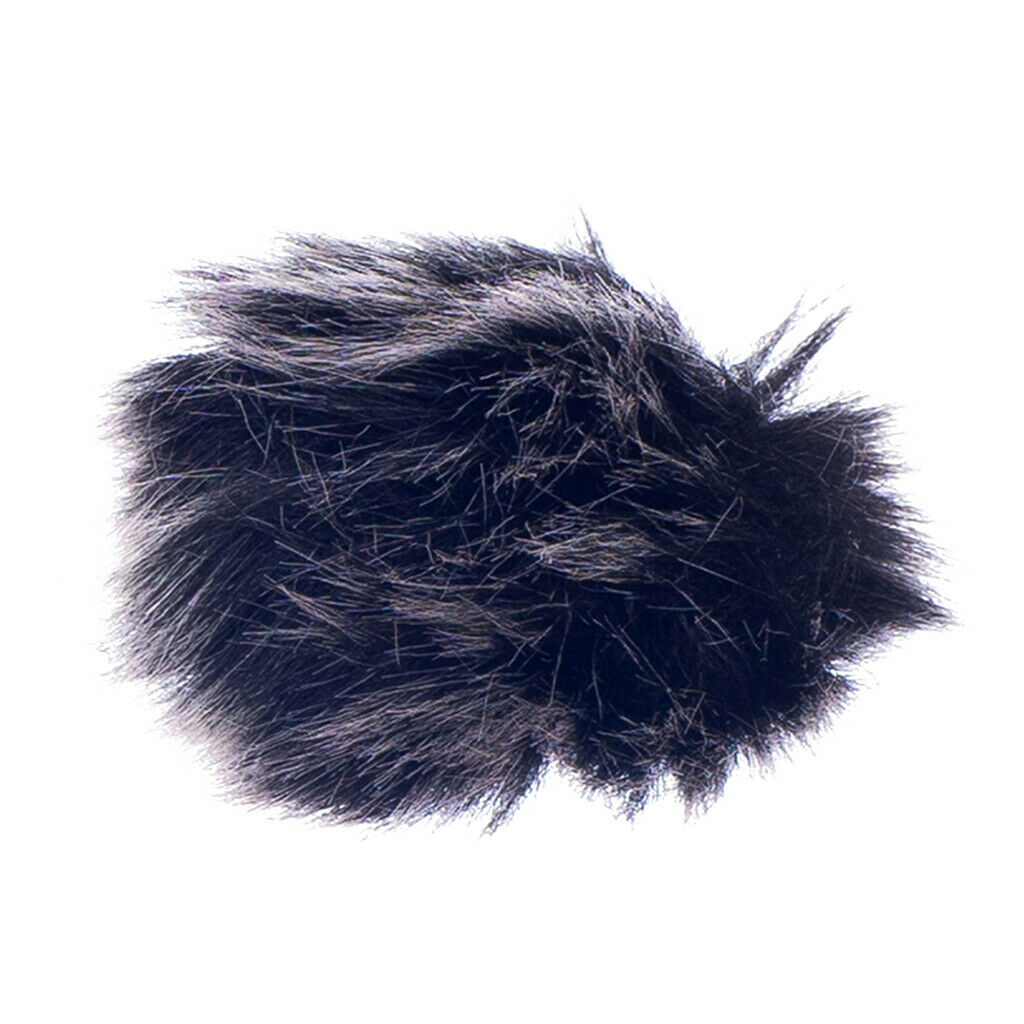 Black Standard-Size Fur Microphone Windscreen for Lapel Lavalier Mic 1.5mm