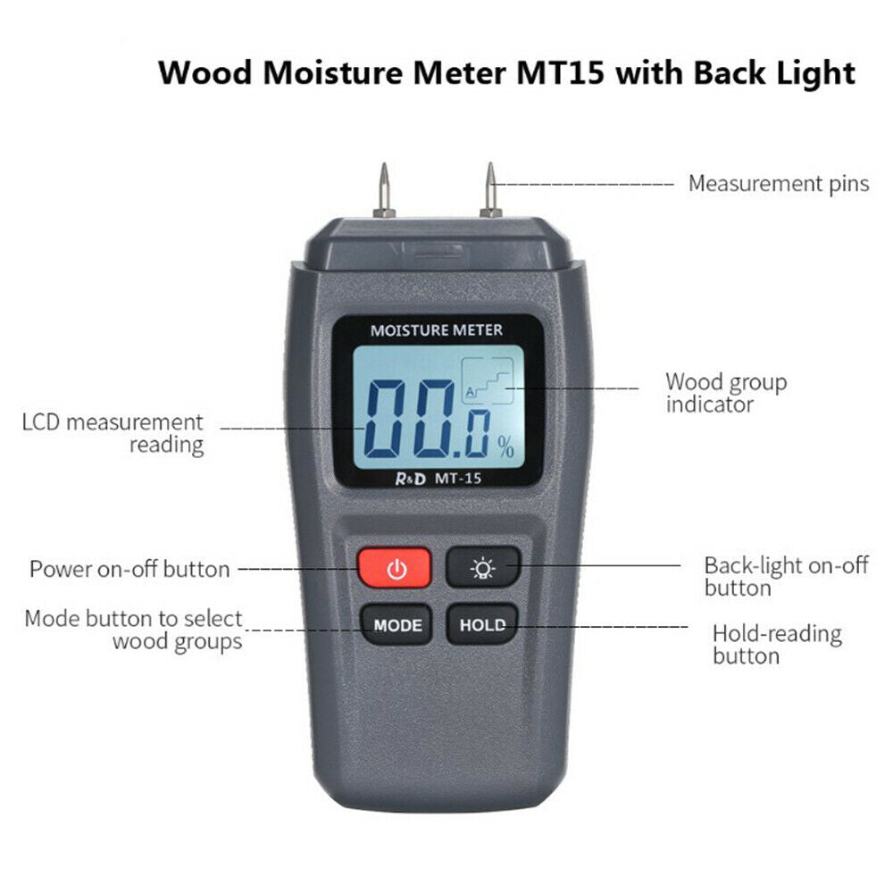 Wood Firewood Paper Cardboard Digital LCD Wood Moisture Meter Detector Tester