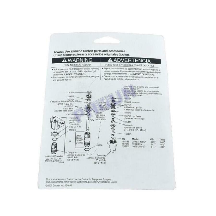 Pump Repair Packing Kit 244194 For Airless Paint Spray 390 395 490 495 595