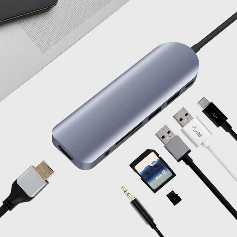 Type C 7-In-1 Hub USB 3.0 Multi USB C Docking Station Laptop Switch MI for MacK8