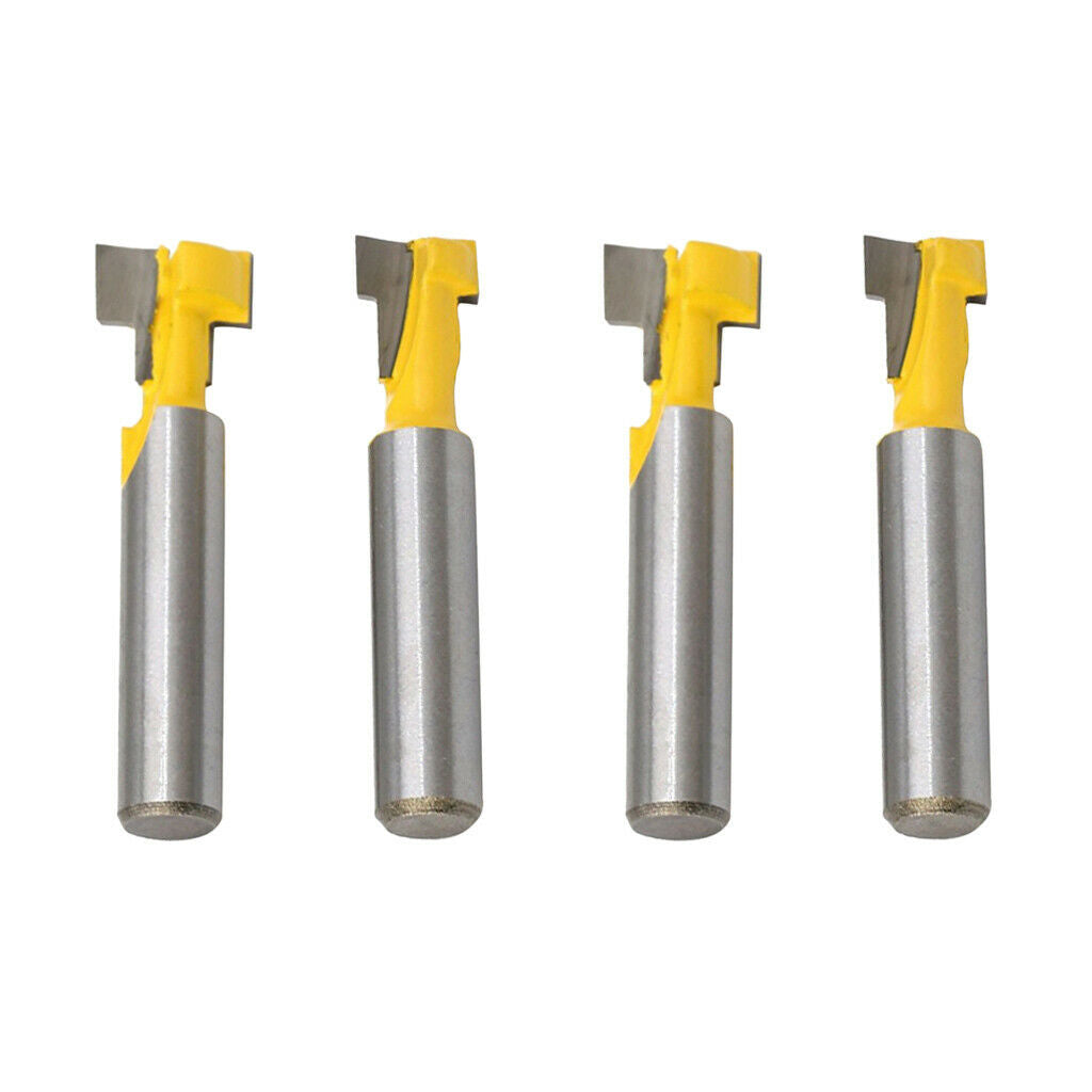 4 Pieces 8mm Shank Keyhole T-Slot Woodworking Cutter Router Bit 1/2" & 3/8"