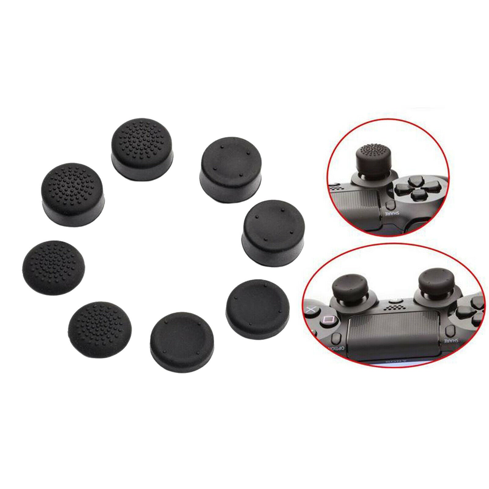 8Pcs Silicone Raised Antislip Silicone Analog Stick Grips for PS4 Controller