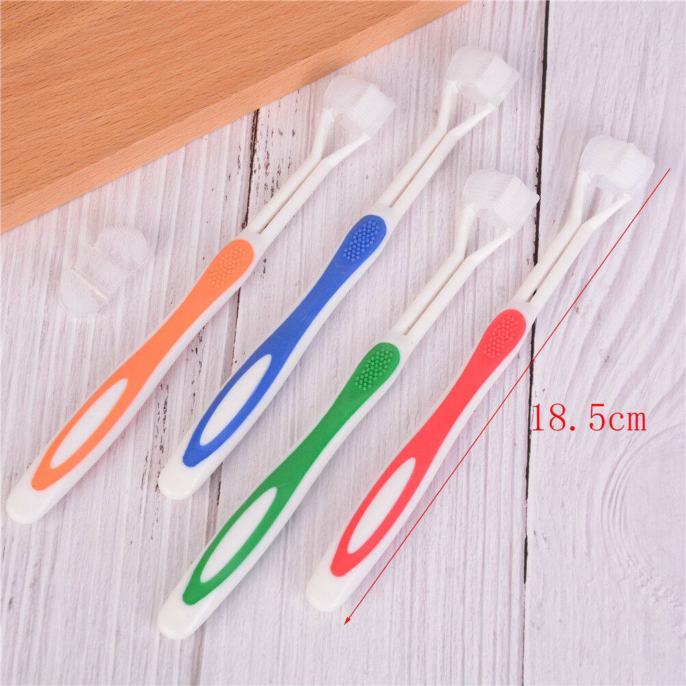 Child Health Yellow color Three Head 3 Sided Toothbrush Ultrafine Soft Br.l8