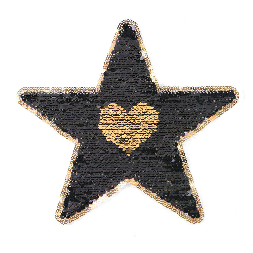 1x Star Shape Reversible Sequins Sew On Patch for Clothes Bag Applique DIY Craft