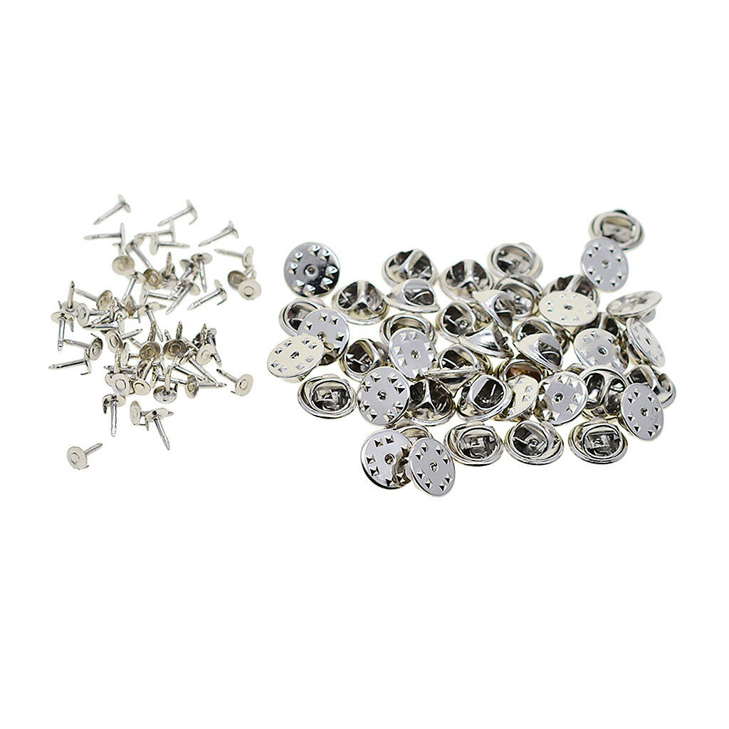 50 Sets Badge Tie Tags Tacks Butterfly Pinch Back Pins Clutch Back Lapel Pin